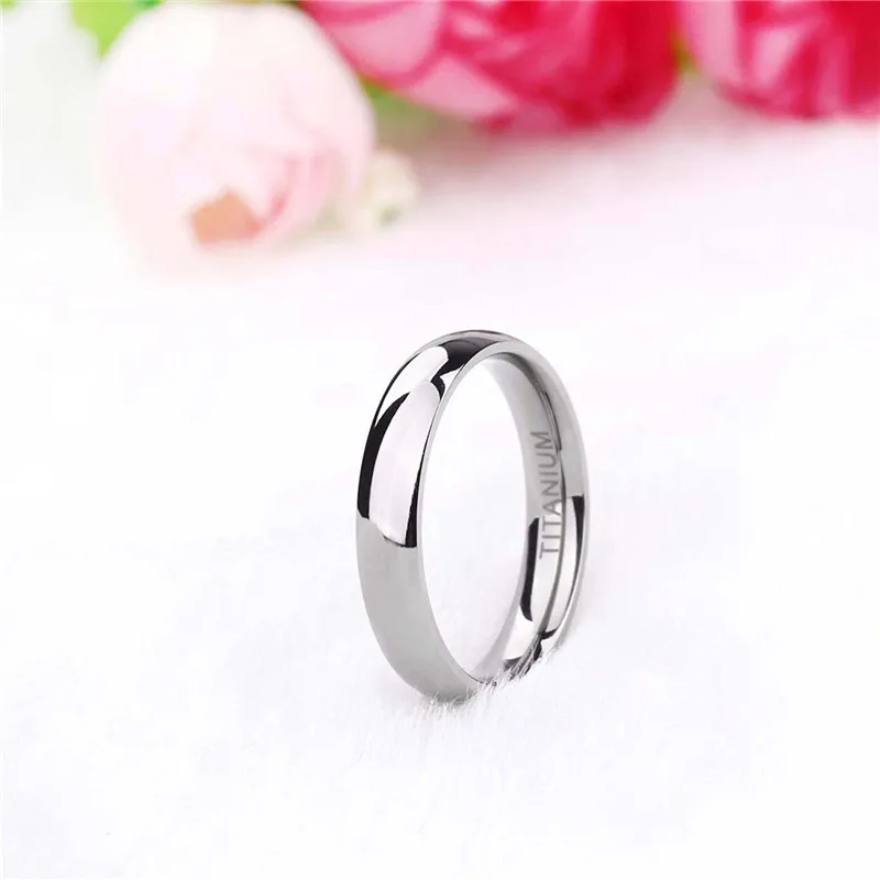 Tigrade Rose Gold Ring for Women 4mm Wedding Band for Female Pure Titanium Unisex Rings Classic No Nickel Anti-allergy Jewelry