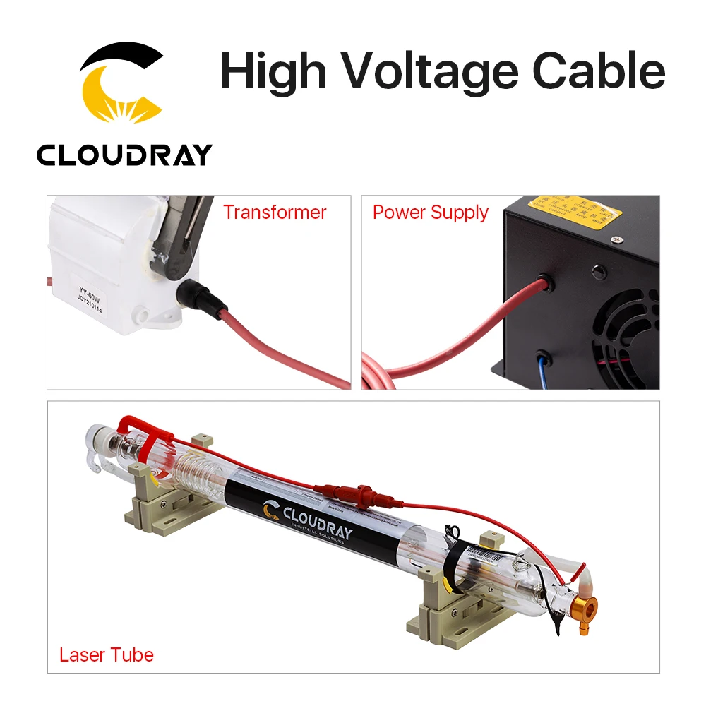 Cable de alto voltaje Cloudray de 3 metros para fuente de alimentación láser CO2 y máquina cortadora y grabadora láser de tubos láser