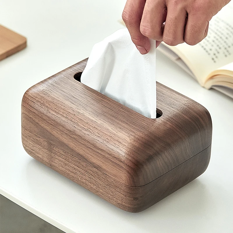 

Creative Whole Wood Black Walnut Tissue Box Solid Wood Living Room Home Bed And Breakfast Wooden Napkin Storage Box