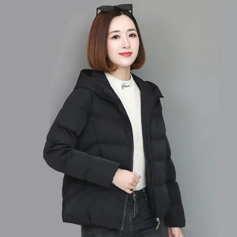 Winter Coats Women\'s Short 2023 New Lightweight Cotton Jackets Loose Outwear  Down Jacket Female Hooded женская куртка