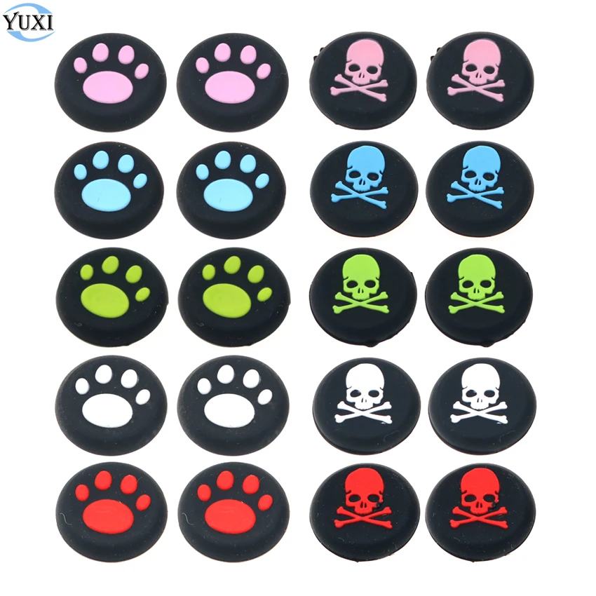 

YuXi 2pcs Cat paw & Skull Silicone Joystick Thumbsticks Grip Caps for Dualshock 4 PS4 Pro Slim Controller for XBox One X S