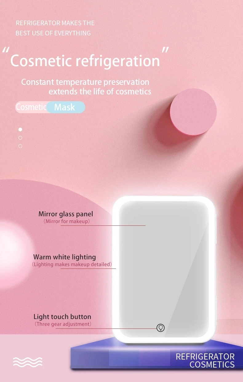 8L Beauty Makeup lodówka Mini lodówka lustro z wyświetlaczem lampy pielęgnacja skóry inteligentna konserwacja chłodnica zamrażarka cieplej BX06
