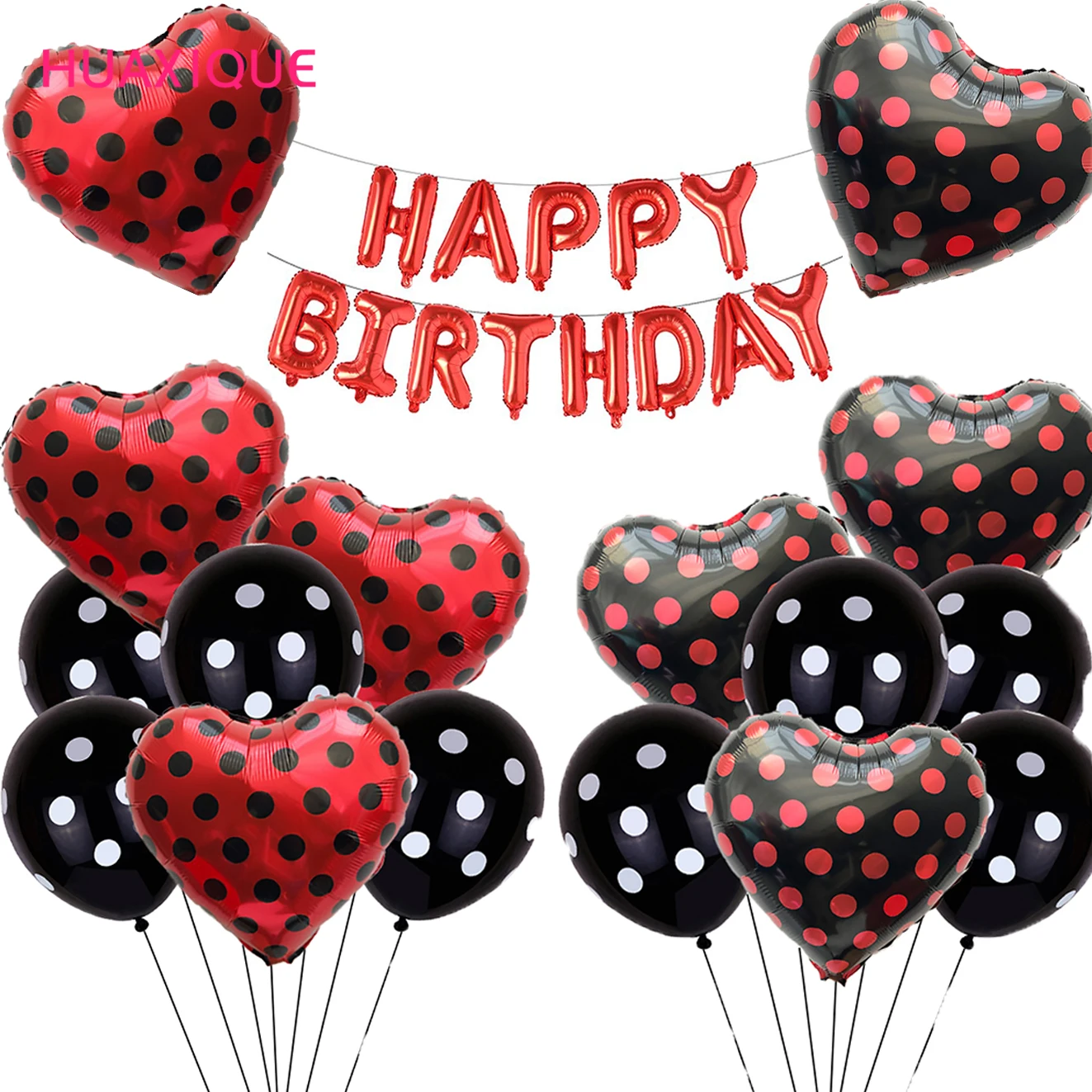 Black Red Spot ladybug Latex Balloons Polka Dot Wave Point Globos Happy Birthday Balloon Banner Party Decor Supplies Baby Shower