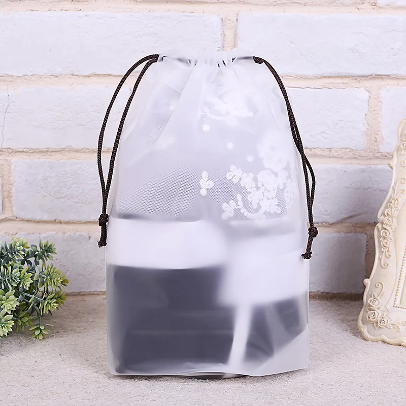 50Pcs Frosted Drawstring Bag 12 Wire Plastic Storage Bag Transparent Packaging Bag Travel Clothes Shoes Portable Bags 3 Sizes