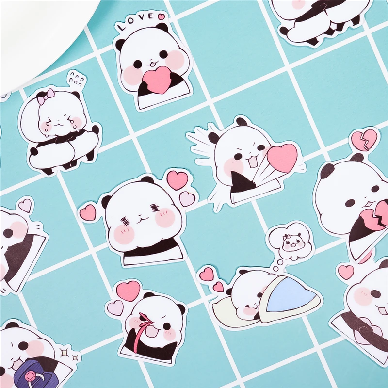 40PCS Creative Cute Little Panda Paper Sticker Decoration DIY Ablum Diary Scrapbooking Label Sticker Cute Stationery Decorative