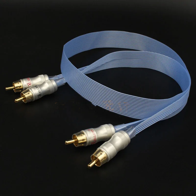 

Hifi Audiocrast silver plated cable Blue white snake Gold Plated RCA interconnect cable