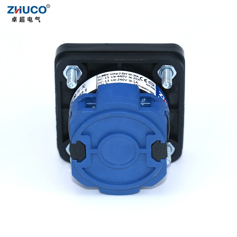 ZHUCO SZW26/LW26-20 Ith 20A Ui 660V 0-1 Panel 1 Phase 4 Screws Terminals Selector Rotary Cam Changeover Switch 64X64 mm 48X48 mm