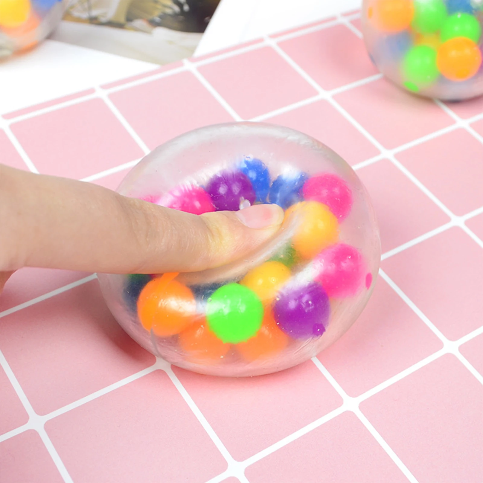 3pcs Fidget Toy Rainbow Anti-stress Soft Ball Fidget Sensory Toy Colored Beads Autism Mood Squeeze Relief Healthy Vent Kids Toy