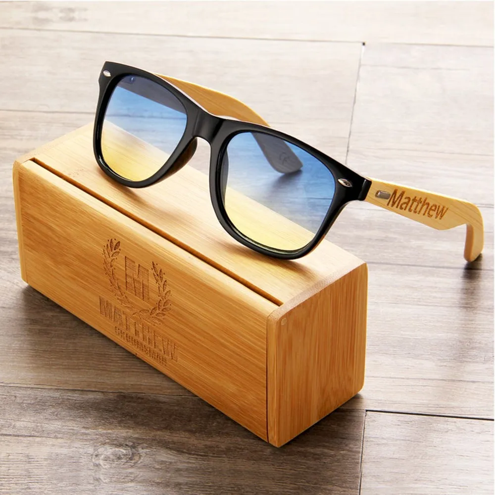 Personalized name groom Wooden Sunglasses, Engraved Unisex Sunglasses, Optional Wooden Box, Wedding Sunglasses, Groomsmen Gifts