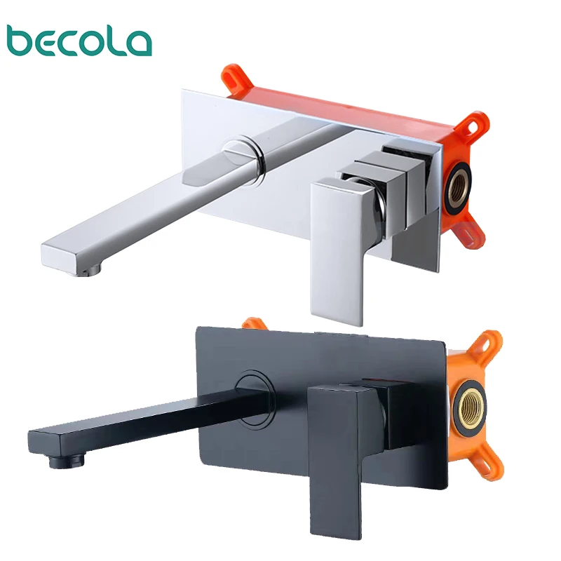 

Becola Delivery Chrome Black Basin Faucet Wall Mounted Bathtub Bathroom Faucet Single Handle Mixer Tap Torneira