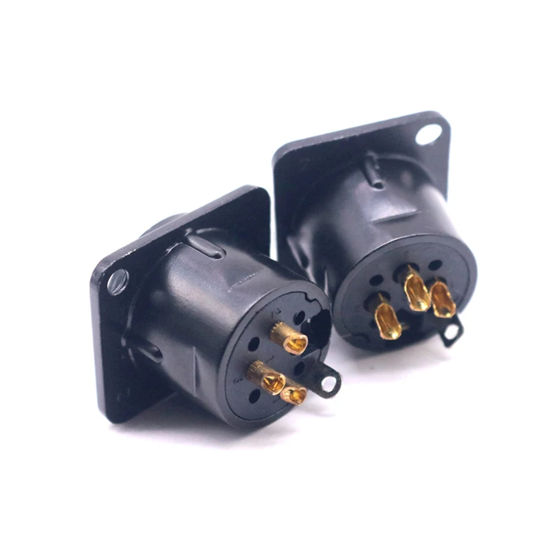 2 Stück Messing vergoldeter Stecker Hi-End XLR 3-Pin Stecker Chassis Panel Buchse für CD-Verstärker – Detail 3
