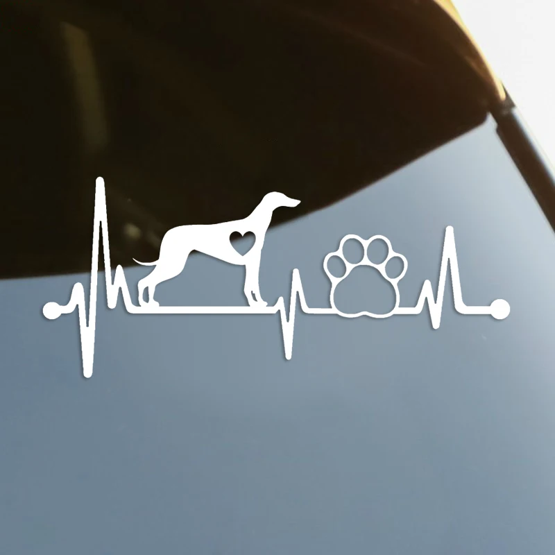 Greyhound Heartbeat Lifeline Paw Die-Cut Vinyl Decal Car Sticker Waterproof Auto Decors on Car Body Bumper Rear Window #S60364