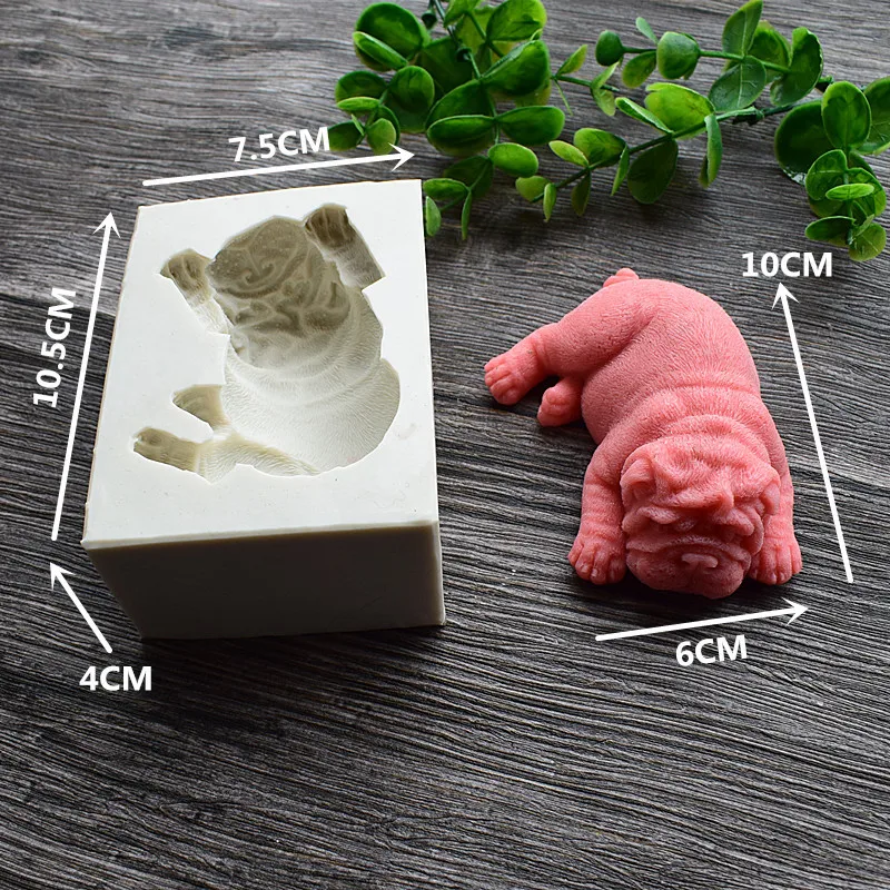 Big Bulldog Cake Mold Pudding Chocolate Soap Making Silicone Molds DIY 3D Dog Soap Mold K694