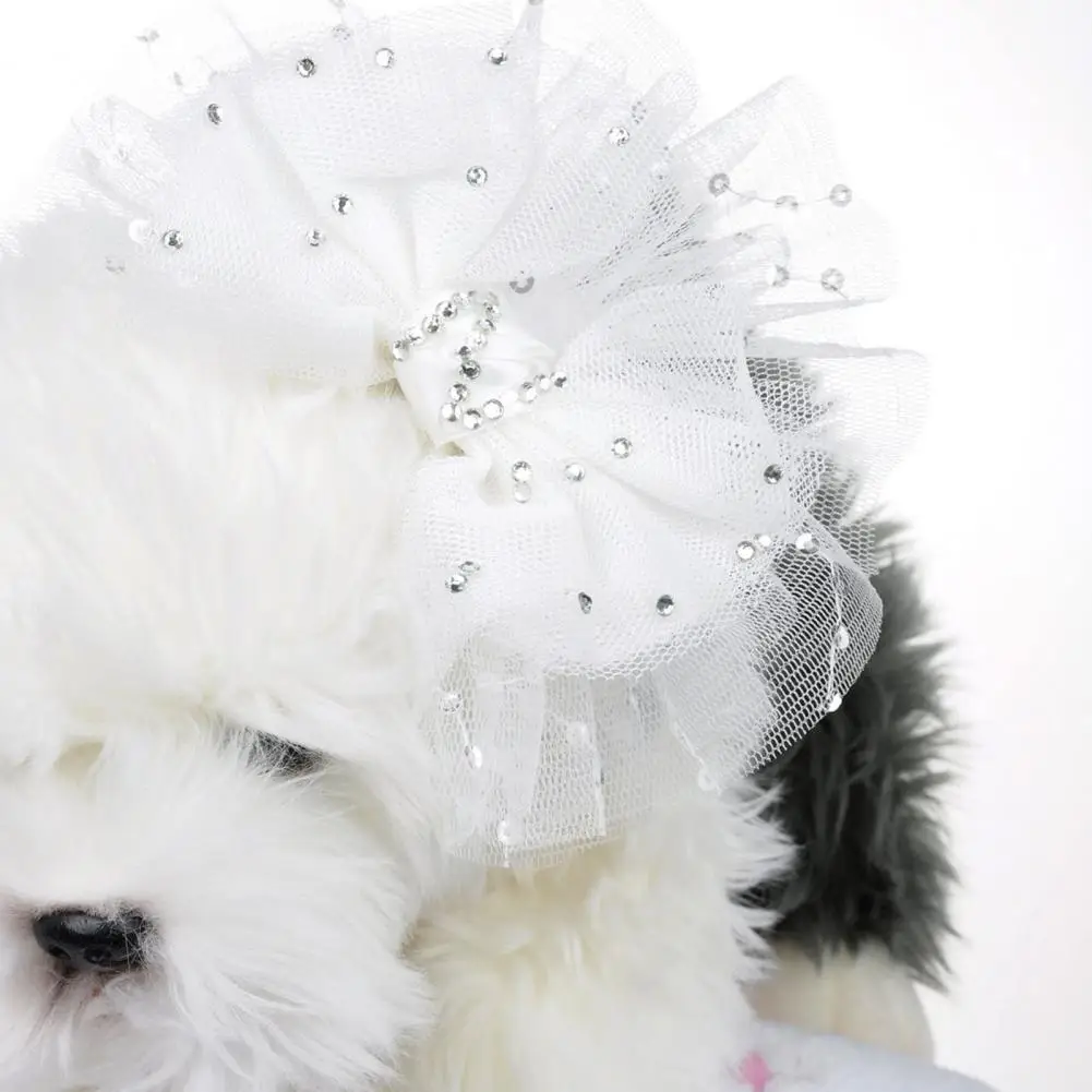 Pet Hair Bow Clip  Glitter   Pet Hair Clip Veils Innovative Visual Effect Pet Hair Bow Clip