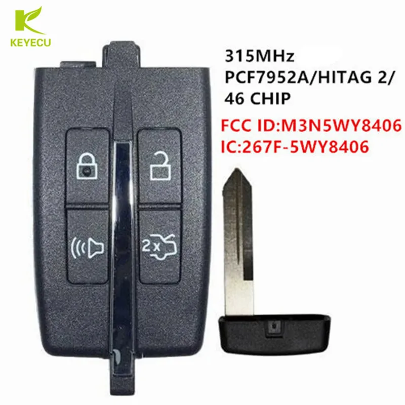 

KEYECU Replacement Proximity Smart Remote Key FOB 4 Button 315MHZ for Ford Taurus,for Lincoln MKS MKT 2009-2012 M3N5WY8406