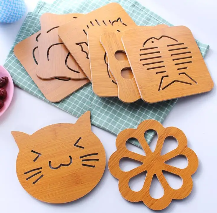 

9 Styles Bamboo Wood Heat Resistant Tableware Mat Pot Holder Teapot Flatware Pad Coaster Table Placemat Coffee Tea Cup Mats SN