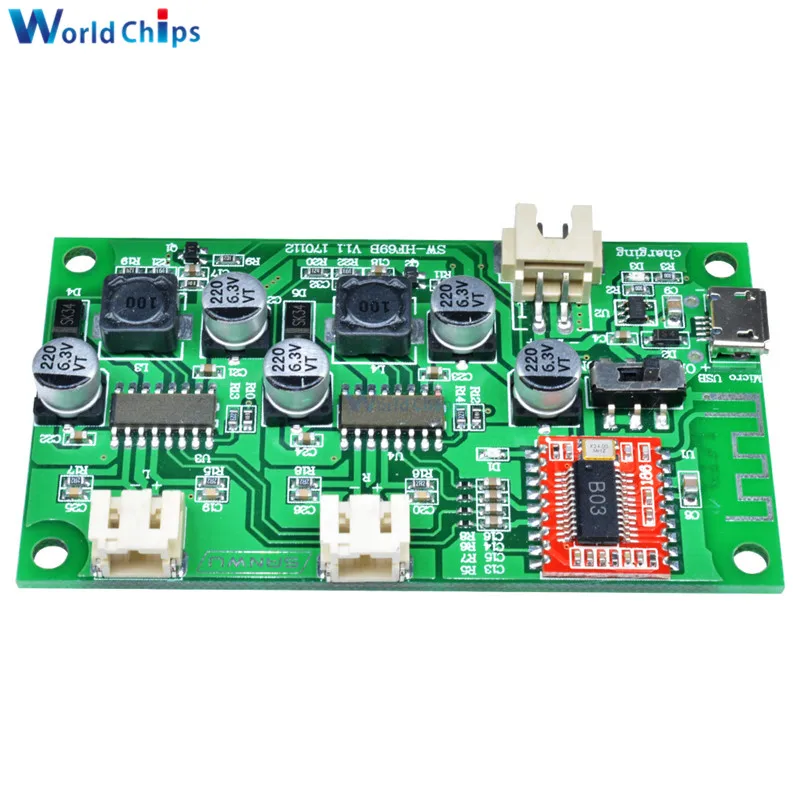 DC 5V 6W+6W 2 Channel Stereo Bluetooth Amplifier Board Lithium Battery Powered for Speakers Loudspeaker Box Modified