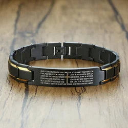 Vnox Stainless Steel Metal Bracelet Men Russian Spanish Korean Language Christian Lord's Prayer