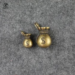 Vintage Copper Lucky Dollars Money Bag Figurines Ornaments Desk Decorations Handmade Brass Car Key Ring Pendant Home Decor Craft