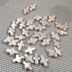 Natural Freshwater Pearl Pendant Cross shape Isolation Punch Loose Beads For jewelry making DIY earring Necklace Accessories