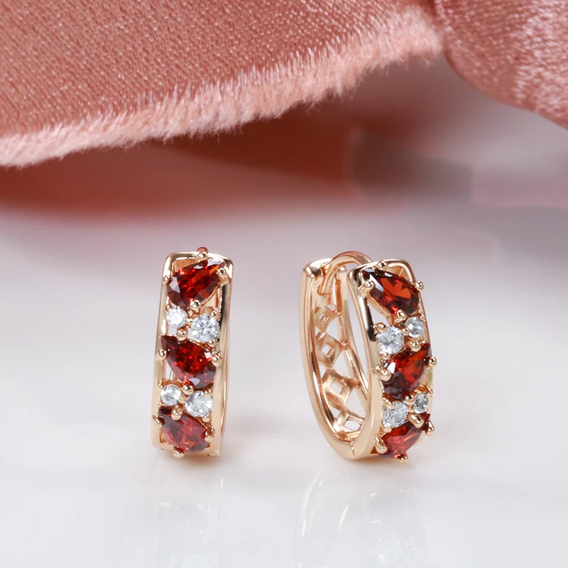 Kinel Luxury Drop Blue Natural Zircon Earrings For Women Fashion 585 Rose Gold Color Earring Fine Daily Jewelry Christmas Gifts
