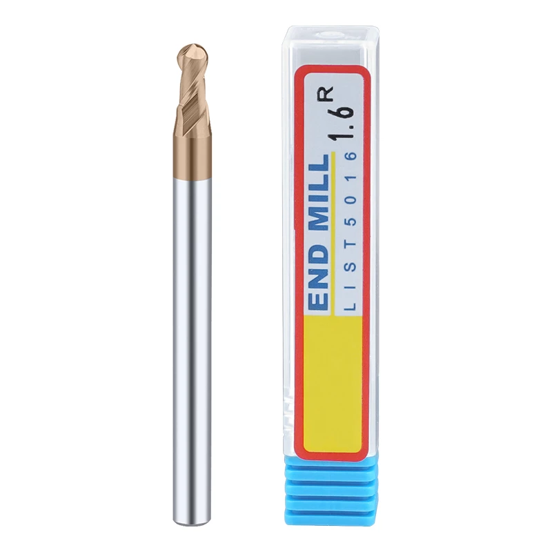 1 Uds 2 flauta HRC55 fresas de punta de bola Vertical aleación recubierta de acero de tungsteno fresa esférica CNC R0.55-R1.95
