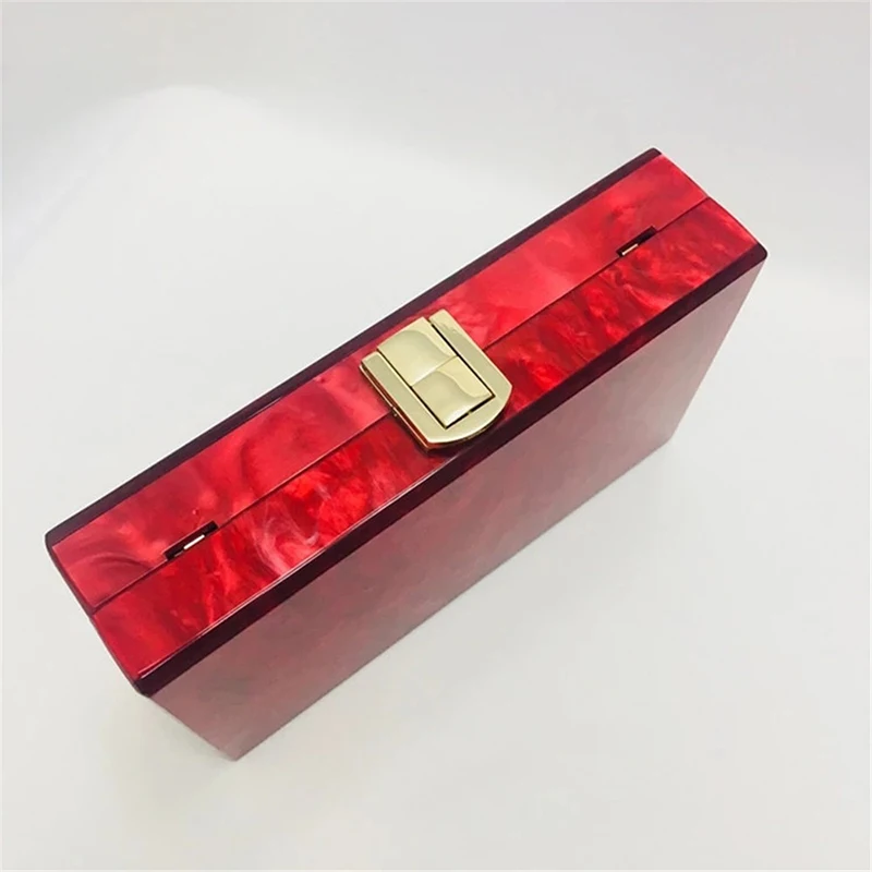 Luxury Brand Acrylic Evening Bag Pure Red Pearl Clutch Purse Designer Handbag Noble Wedding Bridal Chain Shoulder Crossbody Bags