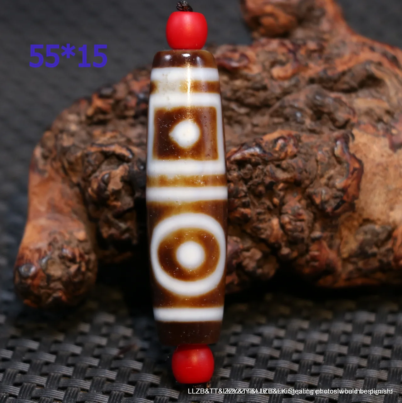 Magic Energy Tibetan Old Agate Double Heaven&Earth Coffee Color dZi Bead Amulet LKbrother Sauces Top Quality