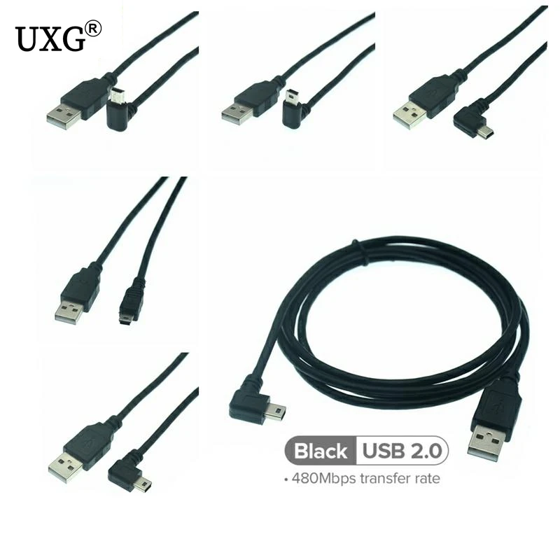 Rodzaj USB USB 2.0 męski na Mini USB w górę w dół lewego prawego pod kątem 90 stopni kabel do kamery MP3 MP4 Tablet 25CM 50CM 100CM 150CM