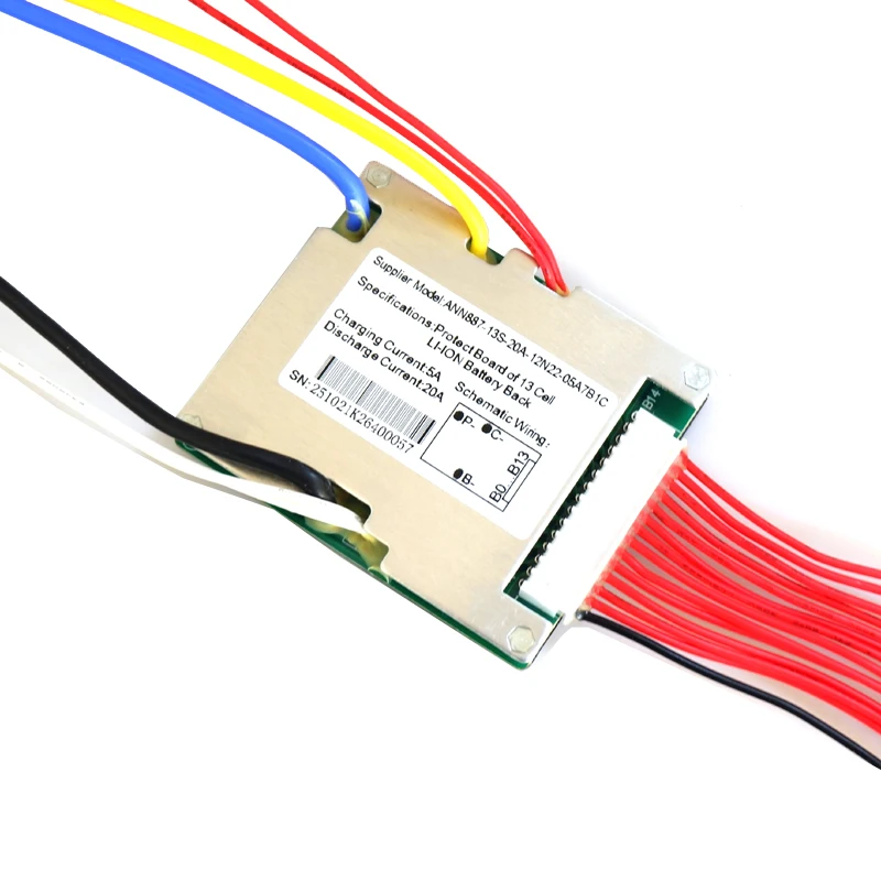 Bateria litowa 48 V do rowerów elektrycznych BMS 13S 48 V 20 A BMS Napięcie ładowania 54,6 V z funkcją balansu i włącznikiem/wyłącznikiem BMS/PCM