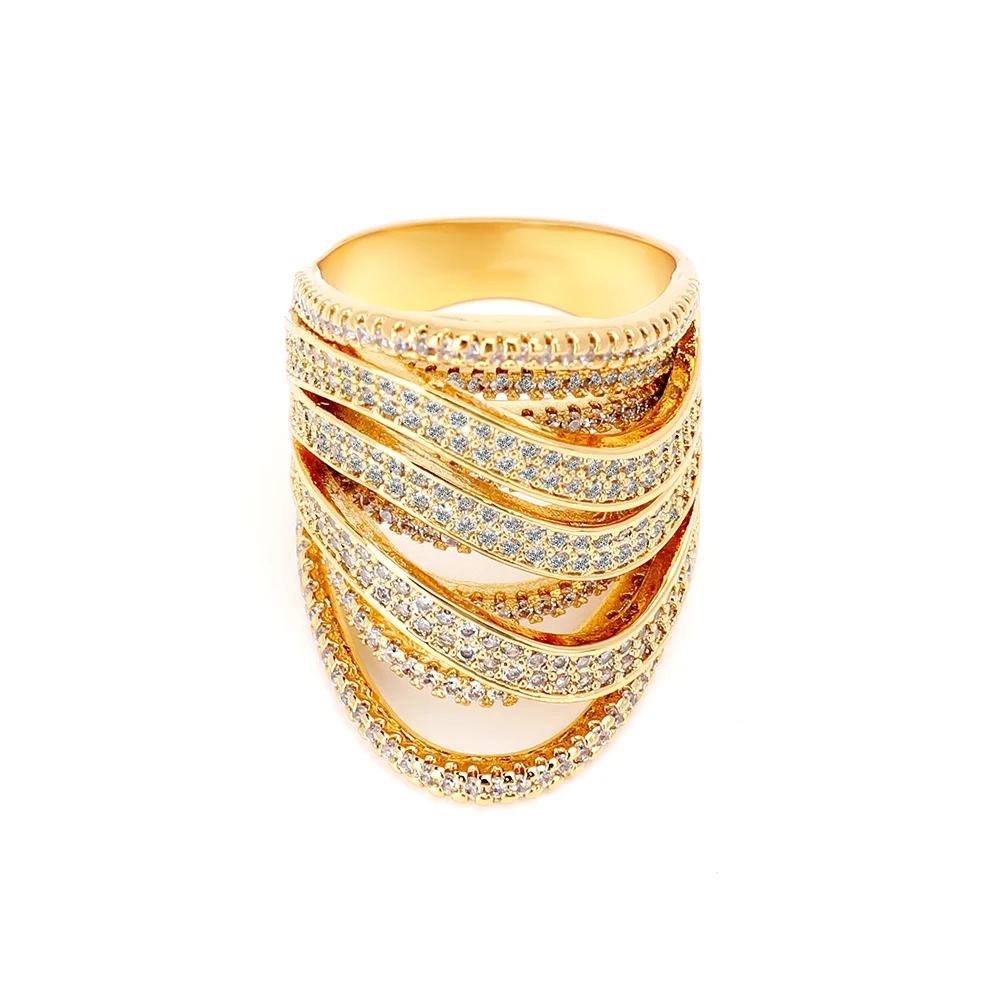 

VAROLE Multilayer Crystal Ring Geometric Gold Color Rings For Women Fashion Jewelry Accessories Anillos Mujer