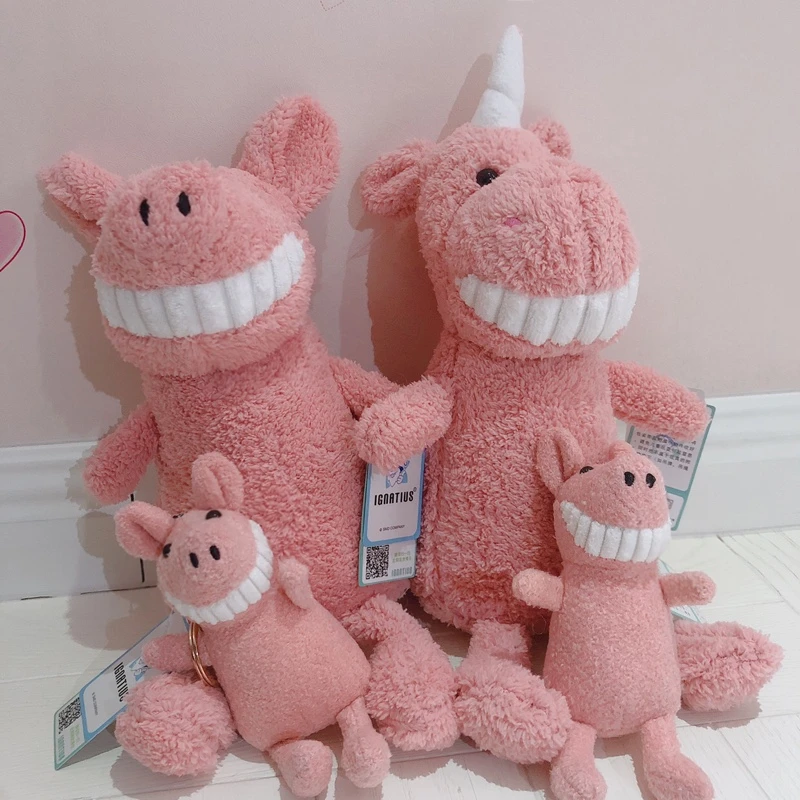 

28CM Kawaii Smile Animal Plushies Toys Big Teeth Unicorn Rabbit Hippo Dinosaur Shark Koala Stuff Animal Toys For Children Gifts