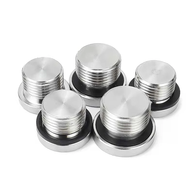 304 Stainless Steel Lnner Six Angle With Flange Oil Plug M8/10/12/14/16/18/20/22/24/27/33 x 1.5 Male Threaded Ring Sealing Plug