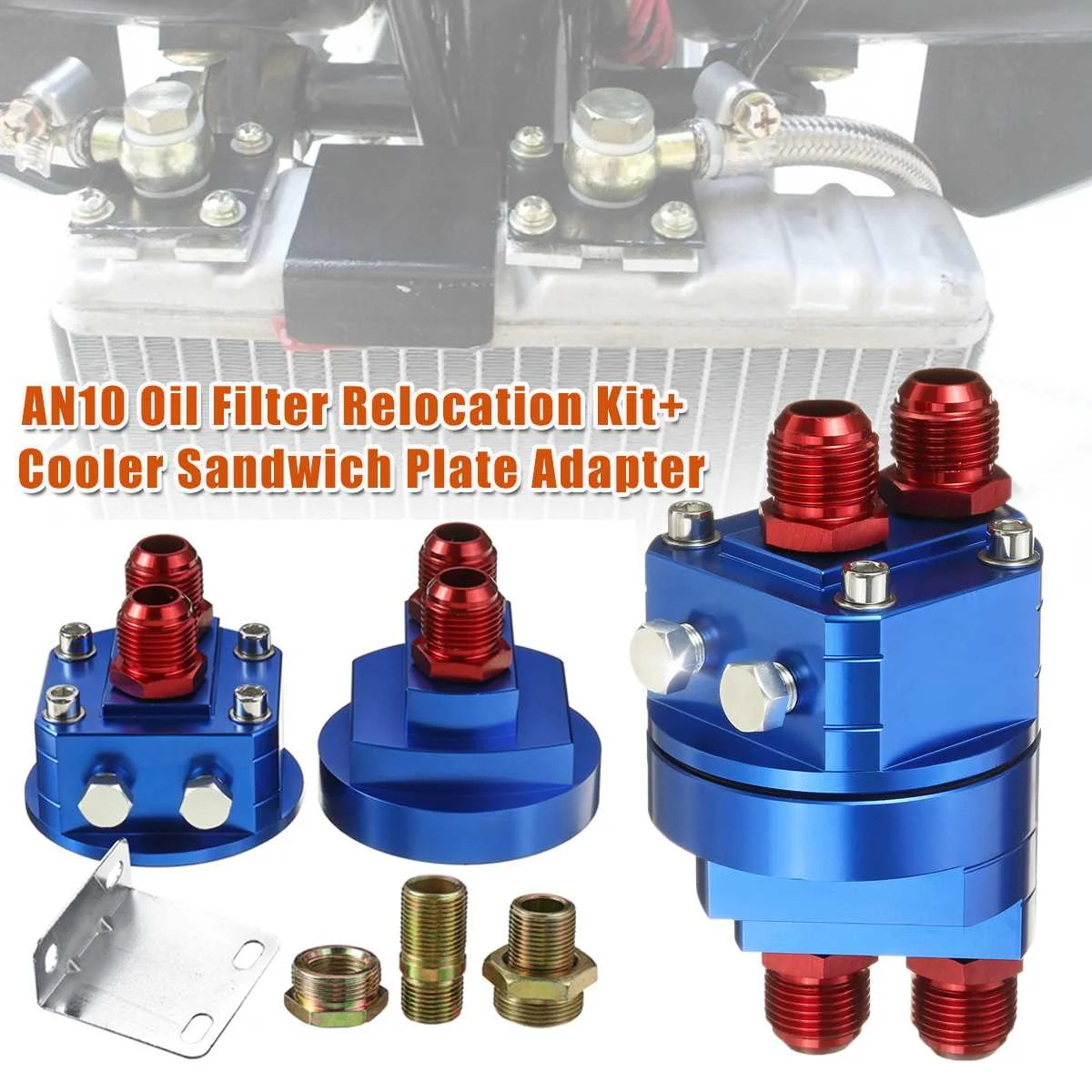 

AN10 Universal Aluminum Car Oil Filter Relocation Kit Oil Cooler Sandwich Plate Adapter Auto Accessories