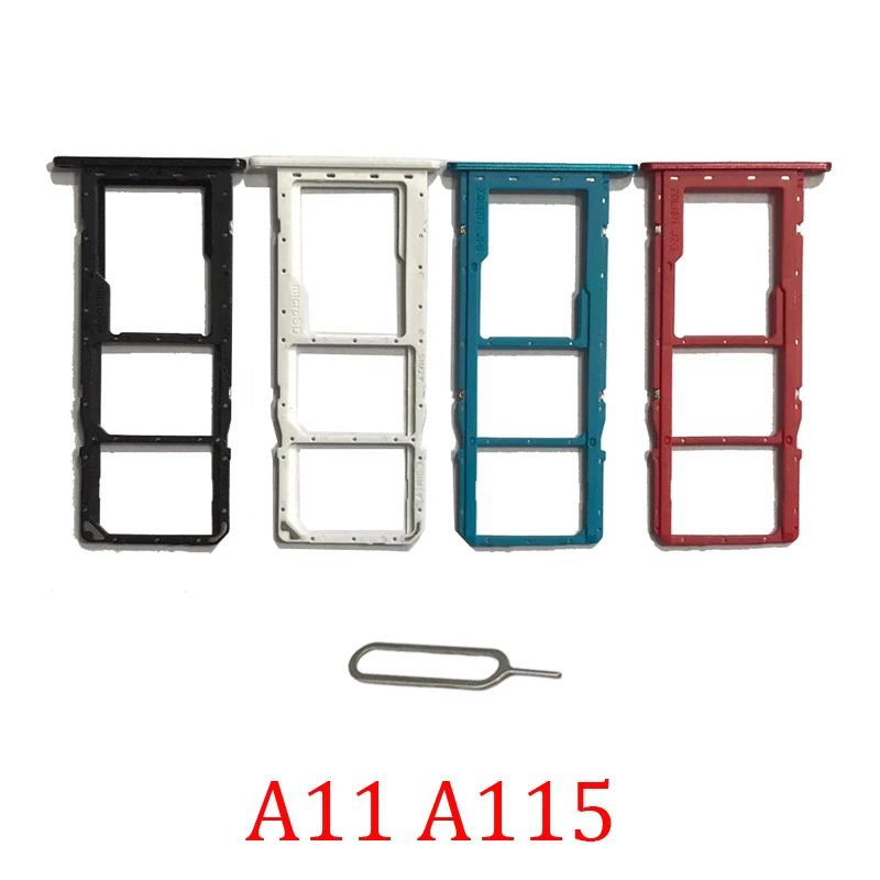 Phone SIM SD Card Trays For Samsung Galaxy A11 A115F A115M A115 Phone SIM Chip Card Slot Holder Part With Pin