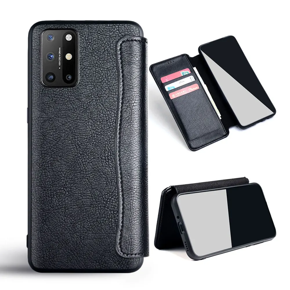 Leather Case For Oneplus 8T funda Business High End No Magnet Card Slot Flip Cover For Oneplus 8T Case coque