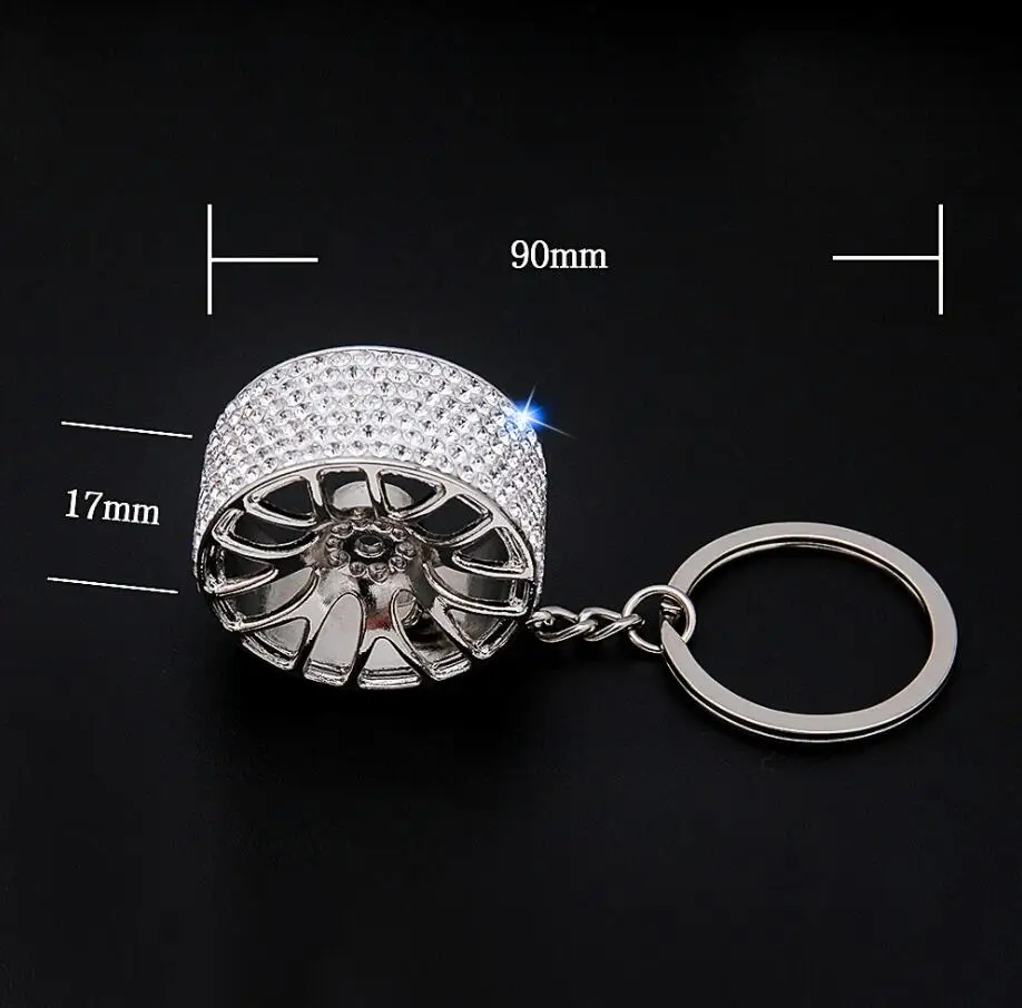 CDCOTN Creative Diamond Alloy Car Keychain Car Wheel Key Rings For Girls Ladies Women's Holiday Gifts Car Styling Accessories