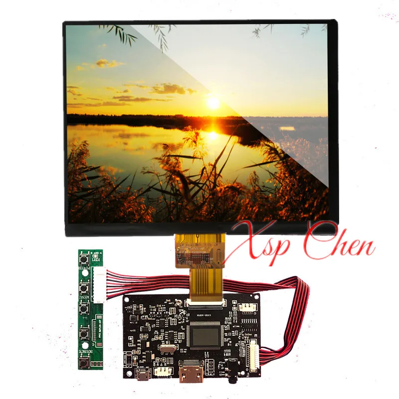 Free shipping 8 Inch 1024*768 LCD Screen For Raspberry Pi 3B 2 1 40P Lvds Tablet HJ080IA-01E With Driver Board Audio (5V 1.5-2A)