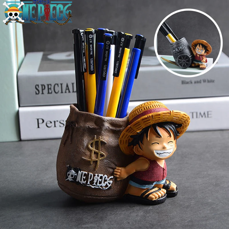 

Anime One Piece Luffy Action Figure Pen Holder Brush Storage Container Desk Organizer Resin Stationery Pen Holder Office Supplie