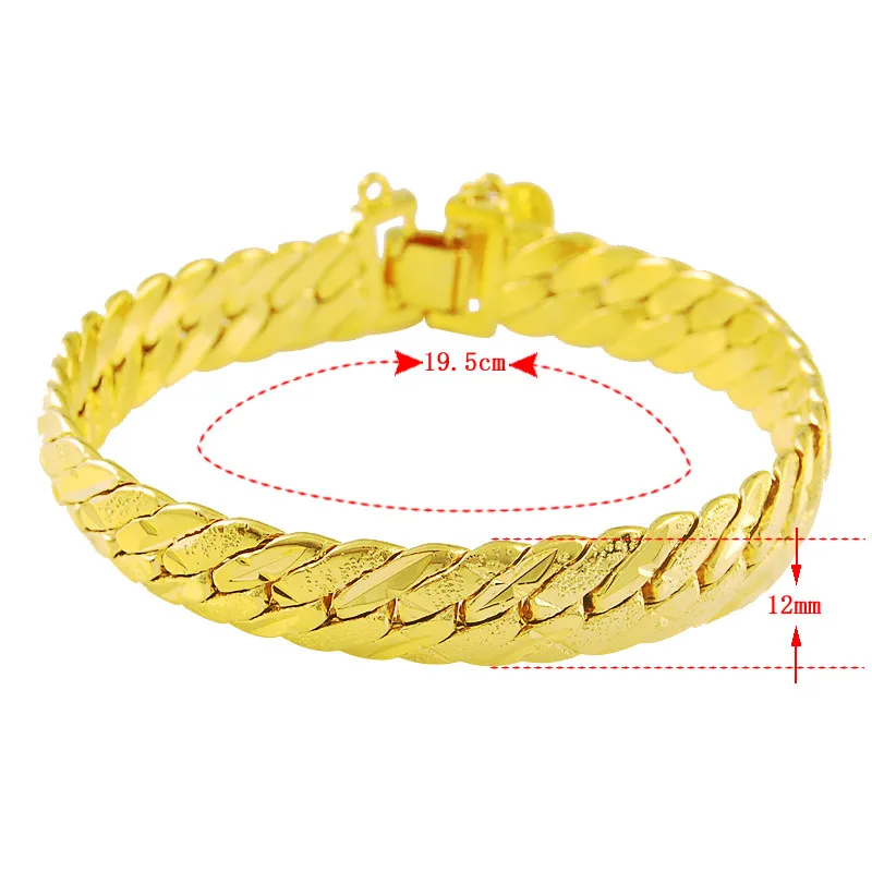 Wholesale Men\'s Chunky Men\'s Hand Chain Bracelets 24k Gold Color Link Chain Bracelet For Women Jewelry