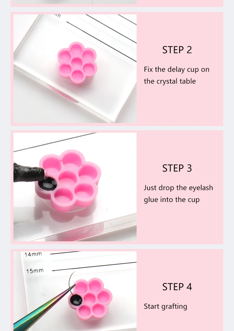 100 Stück Einweg-Wimpernblütenbecher, Wimpernkleberhalter, Kunststoffständer, schnelles Blütenformen für Wimpernverlängerung, Make-up-Werkzeuge – Detail 7