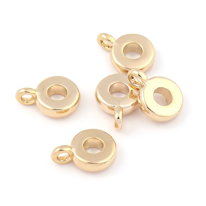 5pcs Copper Genuine Gold Plated with 2mm Ring Circle Shape 4x11mm Jewelry Connector For DIY Pendant Beaded Bracelet Accessories