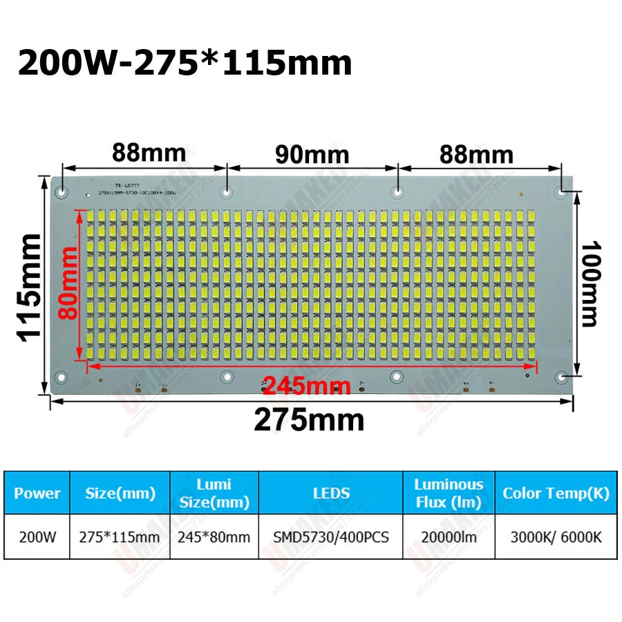 5PCS LED Floodlight source SMD Bead 10W 20W 30W 50W 70W 100W 150W 200W SMD5730 led PCB board Aluminum plate for led floodlight