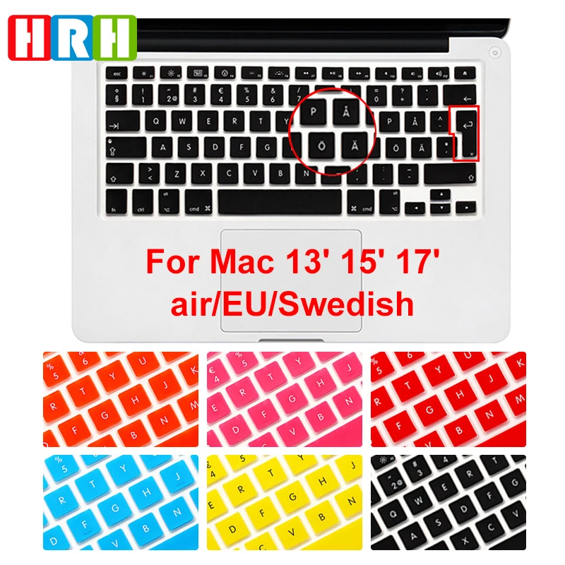 

HRH EU/UK Waterproof Germanic Silicone Keyboard Cover Keypad Skin Protective Film For Mac Book Pro Air Retina 13" 15" 17