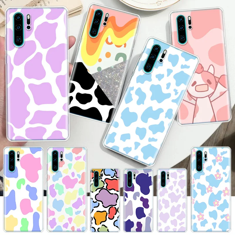 INS Pink Rainbow Cow Soft Phone Case For Huawei Honor 10 9 20 Lite Y5 Y6 Y7 Y9 P Smart Z 2019 8A Pro 8X 8S 7A 7X 9X Coque Shell