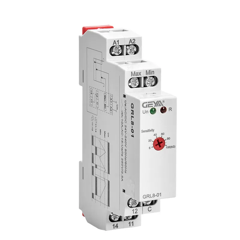 GRL8 Water Level Relay Electronic Liquid Level Controller 10A AC/DC24V-240V Liquid Level Control Relay Din Rail