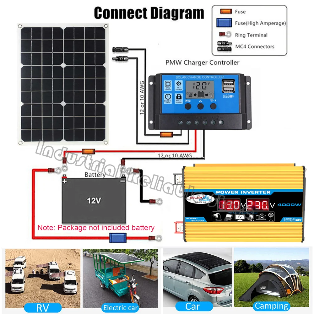 

4000W Peak Power Inverter DC 12V to AC 220V /110V Auto Portable Charger Converter Modified Sine Wave Universal Socket Dual USB