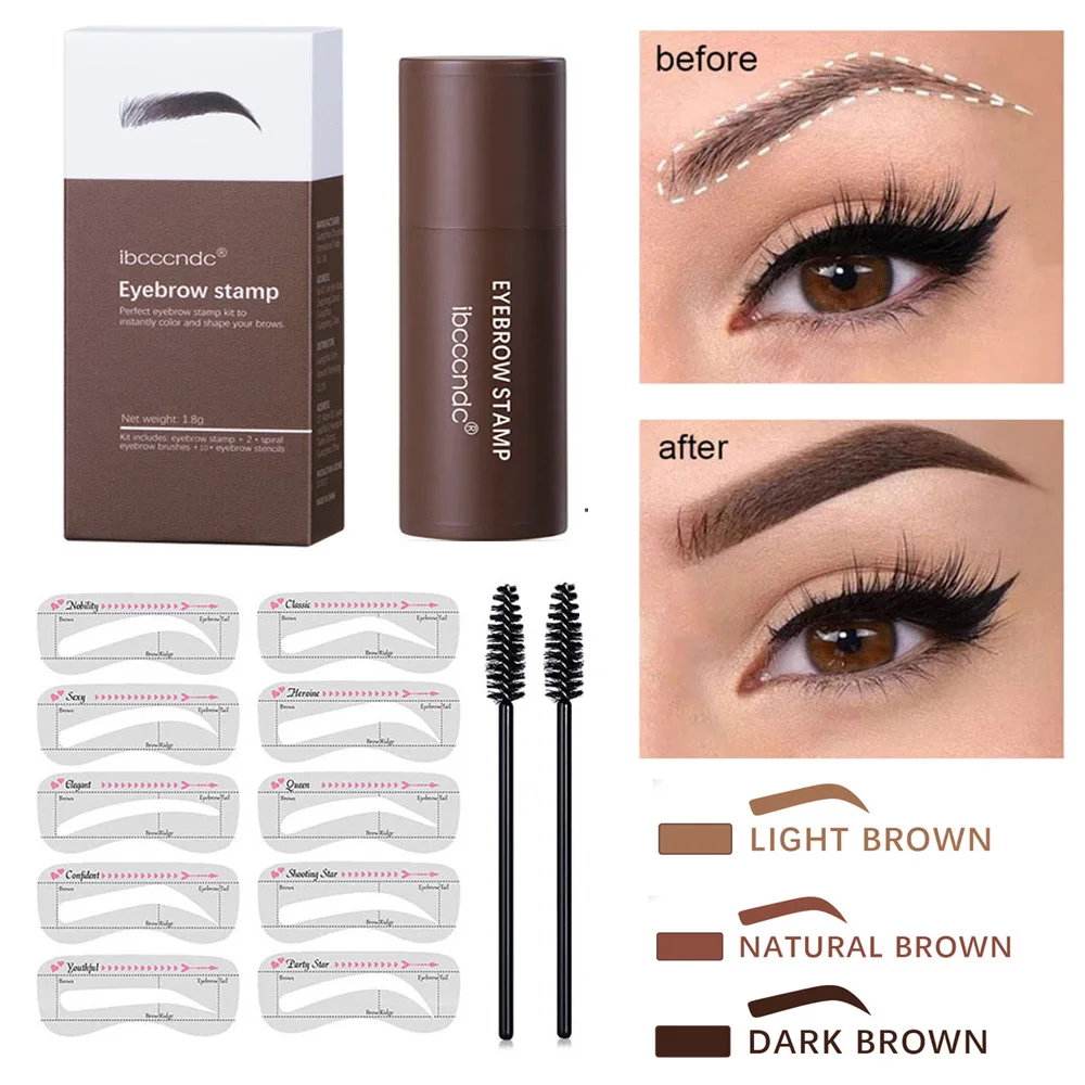 

Professional Brow One Step Shaping Kit Stamps Set Makeup Stick Hairline Contour Waterproof Tint Stencil Eyebrow Stamp Template