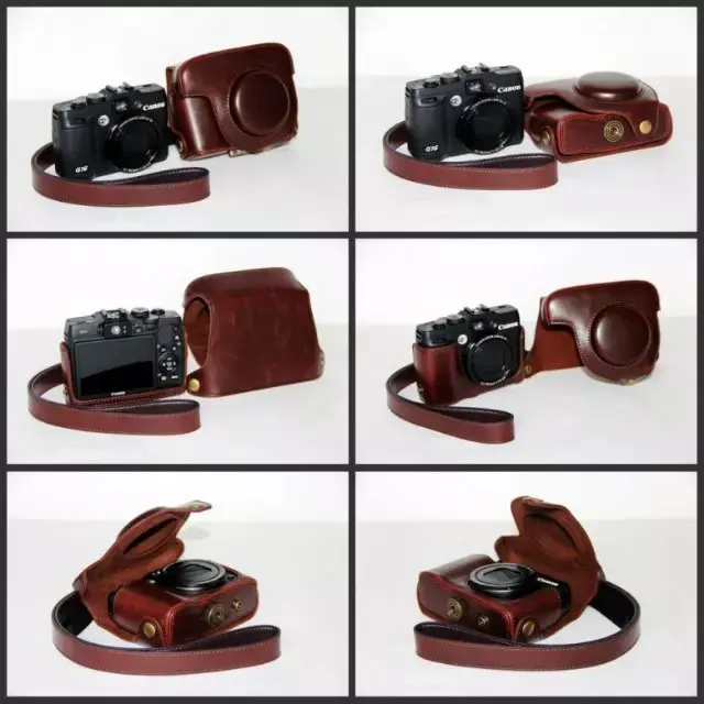 PU Leather Camera Case Bag Cover with Shoulder Strap For Canon PowerShot G15 G16 camera bag Camera Accessories