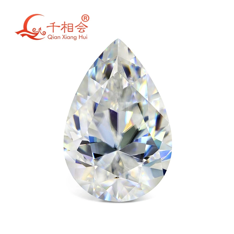 

DF GH color white pear shape diamond cut moissanite loose gem stone qianxianghui for jewelry making